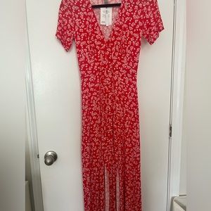 ASOS red floral maxi dress with slits- NWT